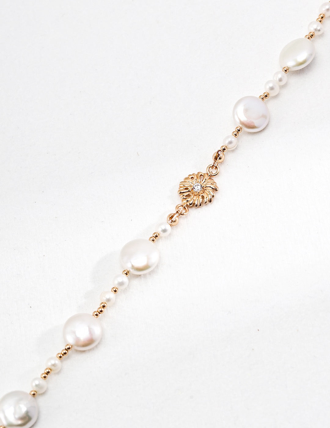 18K Gold S925 Silver - Flora Pearl Necklace