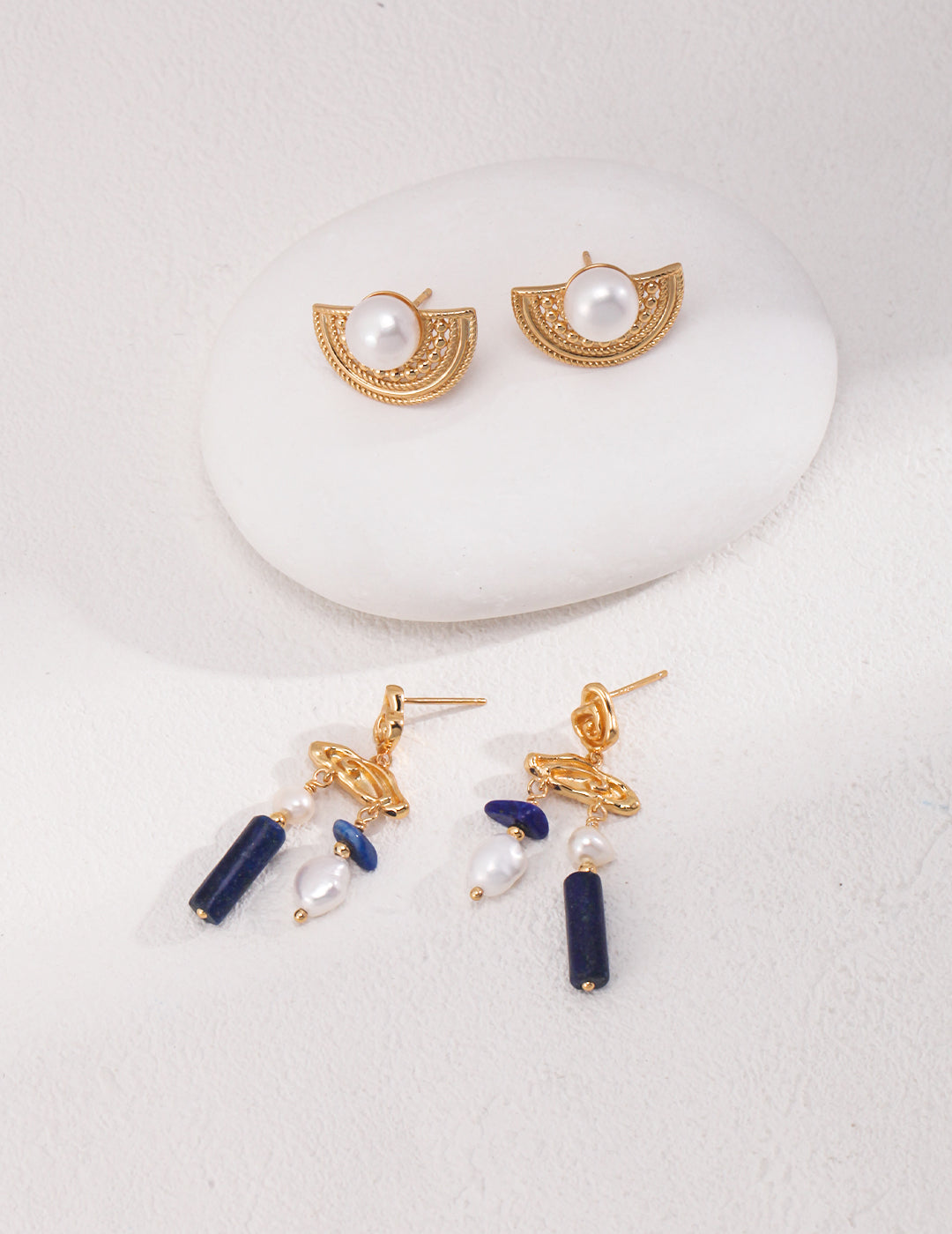 18K Gold S925 Silver - Lapis Lazuli Ocean Muse Dangle Earrings