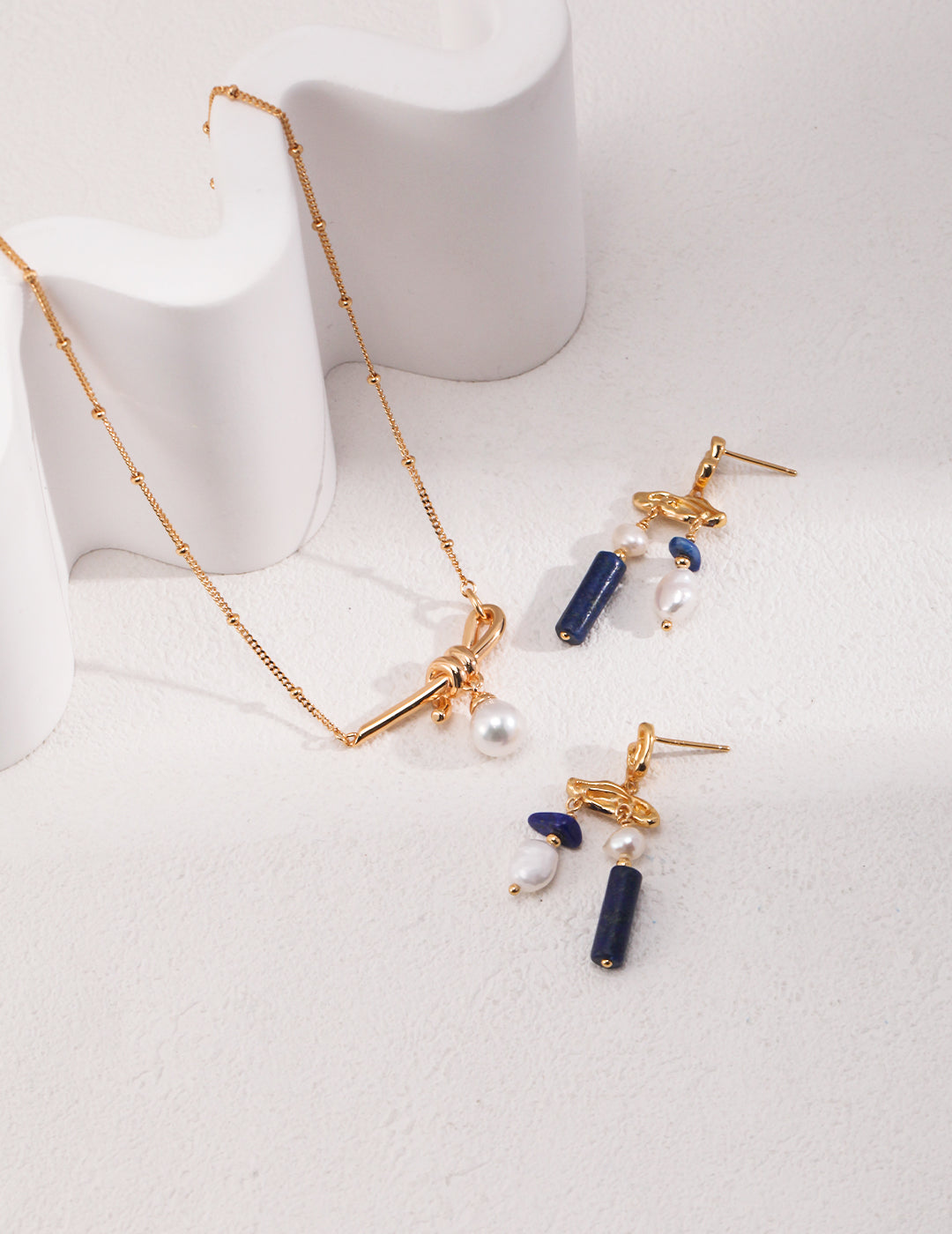 18K Gold S925 Silver - Lapis Lazuli Ocean Muse Dangle Earrings