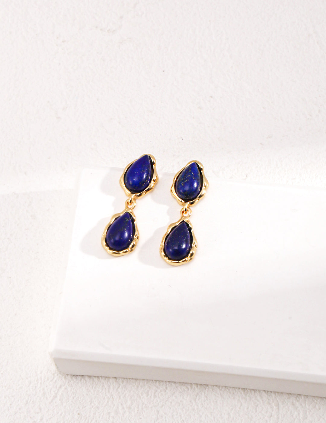 18K Gold S925 Silver - Lapis Lazuli Radiance Drop Earrings