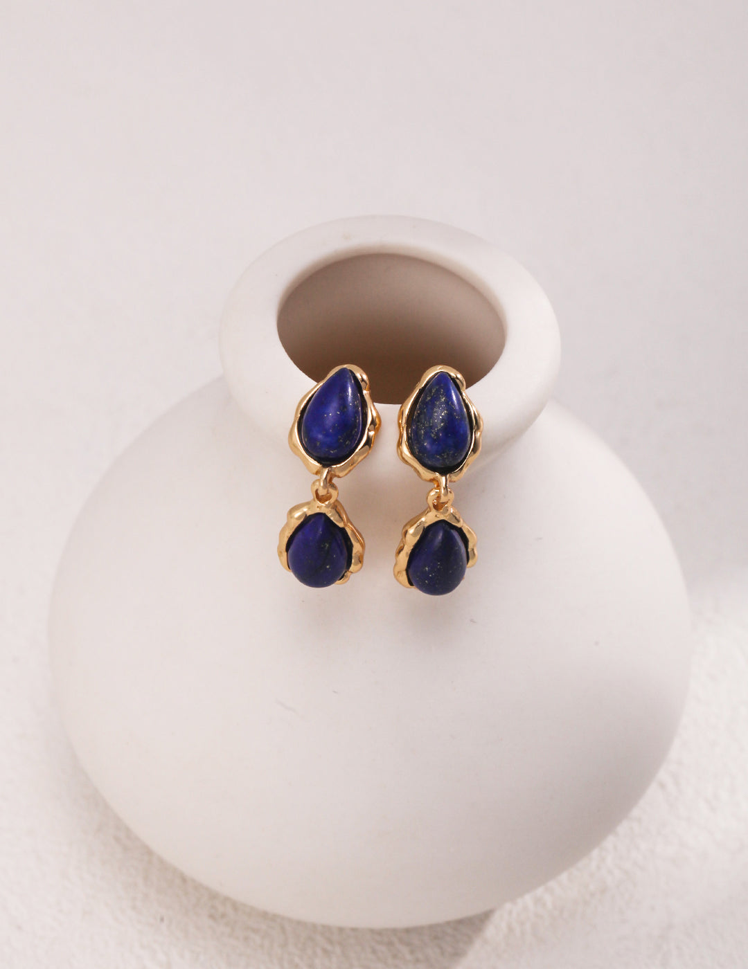 18K Gold S925 Silver - Lapis Lazuli Radiance Drop Earrings