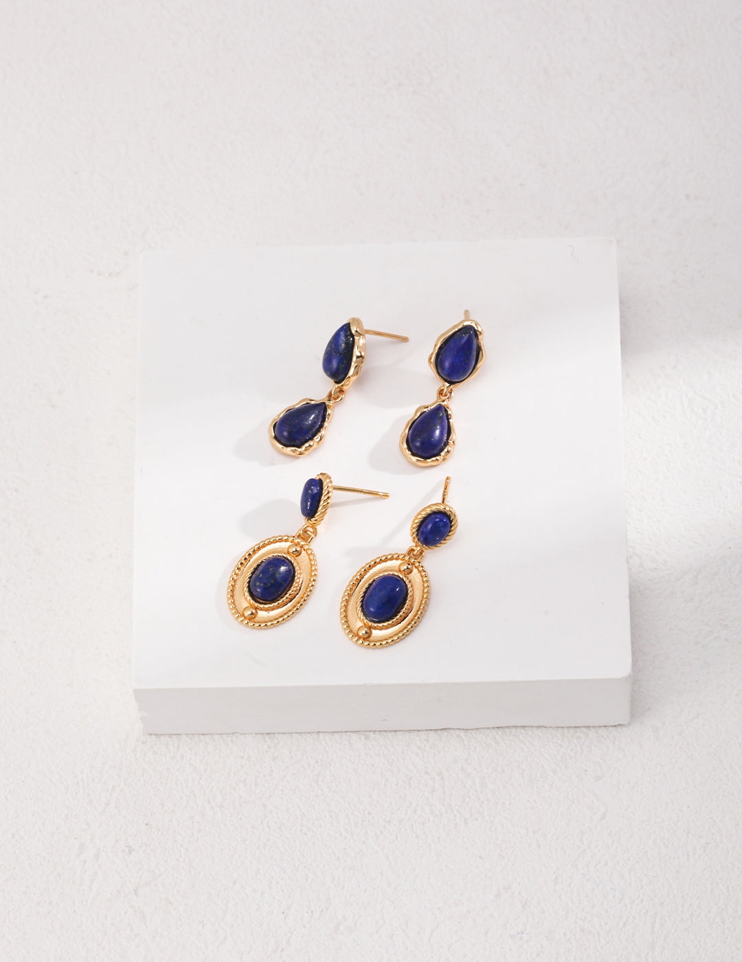 18K Gold S925 Silver - Lapis Lazuli Radiance Drop Earrings