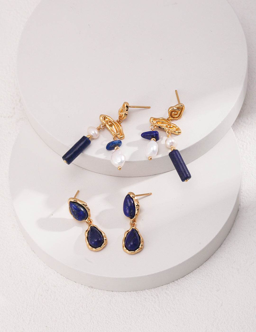 18K Gold S925 Silver - Lapis Lazuli Radiance Drop Earrings