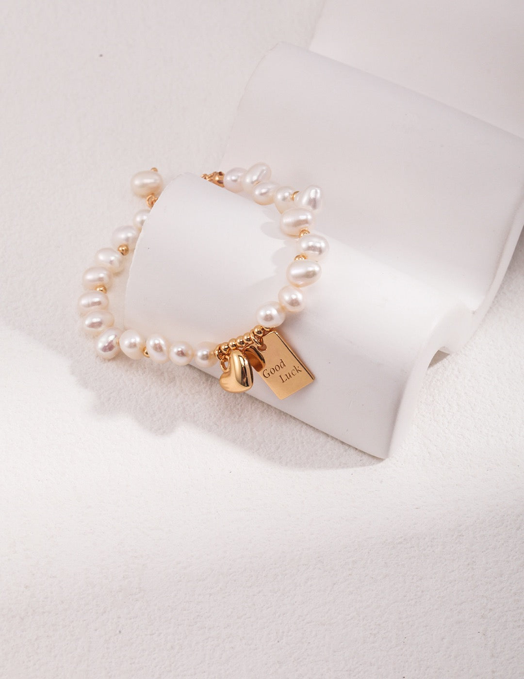 18K Gold S925 Silver - Fortuna Pearl Charm Bracelet