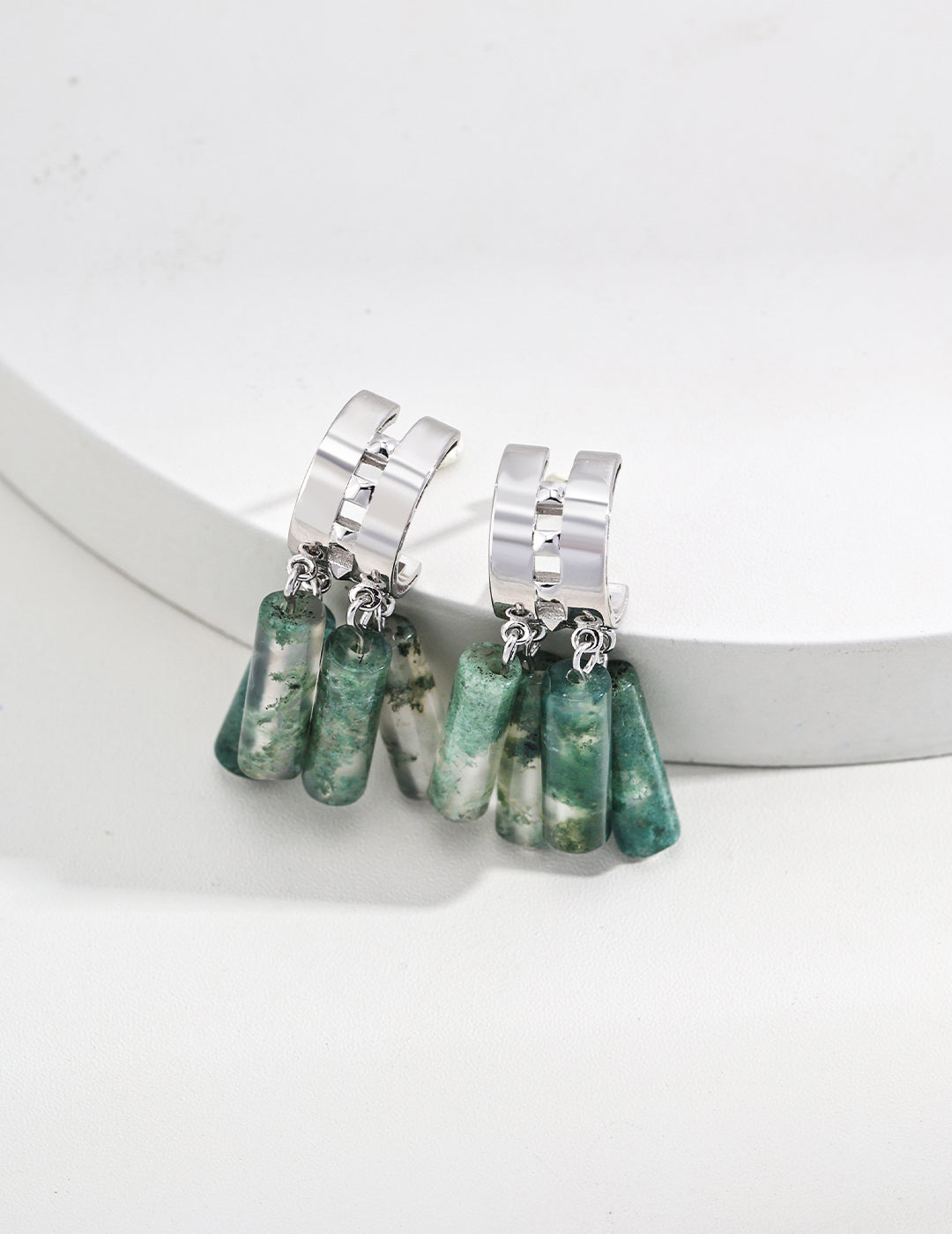 18K Gold S925 Silver - Natural Agate Cascade Drop Earrings
